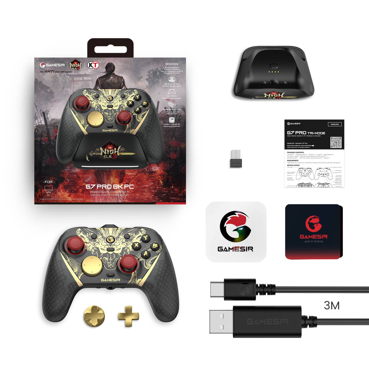 GameSir G7 Pro 8K Nioh 3 Edition Esports Wireless Switch Controller with Charging Dock, TMR Gen-2 Joystick, Hall Effect, Gyro