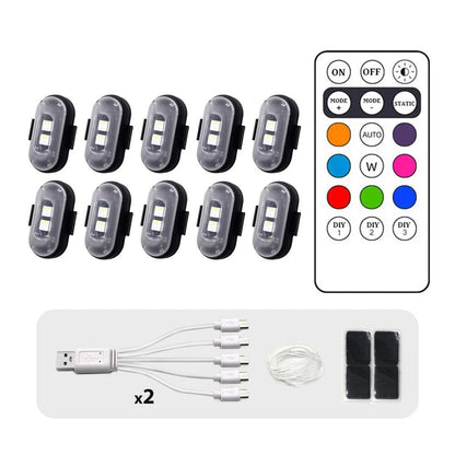 Wireless Remote LED Strobe Light 8 Colors USB Rechargeable Car Motorcycle Bike Aircraft Warning Anti-collision Flashing Lamp