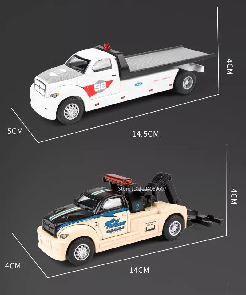 Caminhão de Contêineres em Miniatura Escala 1:64 Carrinhos de Brinquedo de Metal Diecast Reboque com Fricção Veículos de Transporte para Presentes Infantis