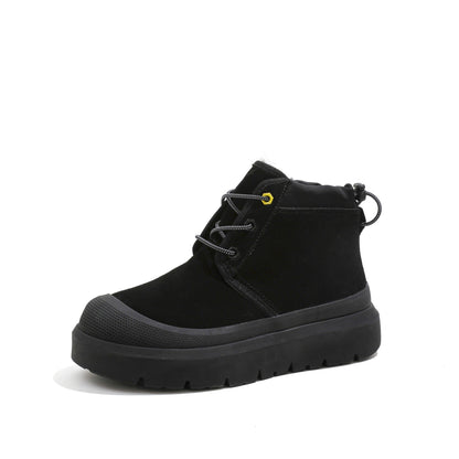 Fujin 4cm New Synthetic Suede Genuine Leather Spring Autumn Ankle Booties Chunky Sneakers High Brand Big Size Plush Women Shoes