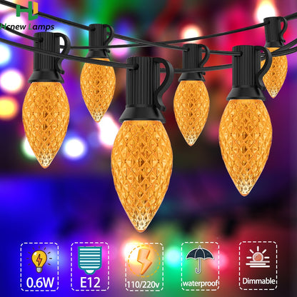 C7 Multicolor Garland Led String Lights 110V 220V E12 0.6W Waterproof Plastics Anti-Drop Festoon New Year's Brithday Light Chain