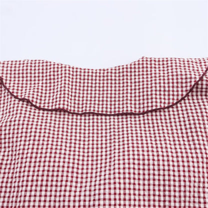 Women's Shirt Fall 2025 New Red Check Long Sleeve Stacked Decoration Pastoral Collegiate Shirt Casual Fashion Lively Personality