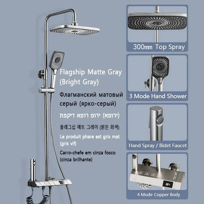 Bathroom Shower Set with LED Display Piano Keys Bath Shower Rain Shower Complete Bathroom Accessories