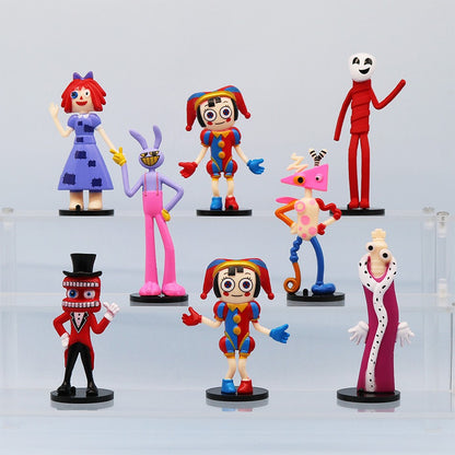 The Amazing Digital Circus 8 Styles Q Version Figurine Models, Rabbit Clown Dolls Cartoon Peripherals Cake Ornaments Toy Models