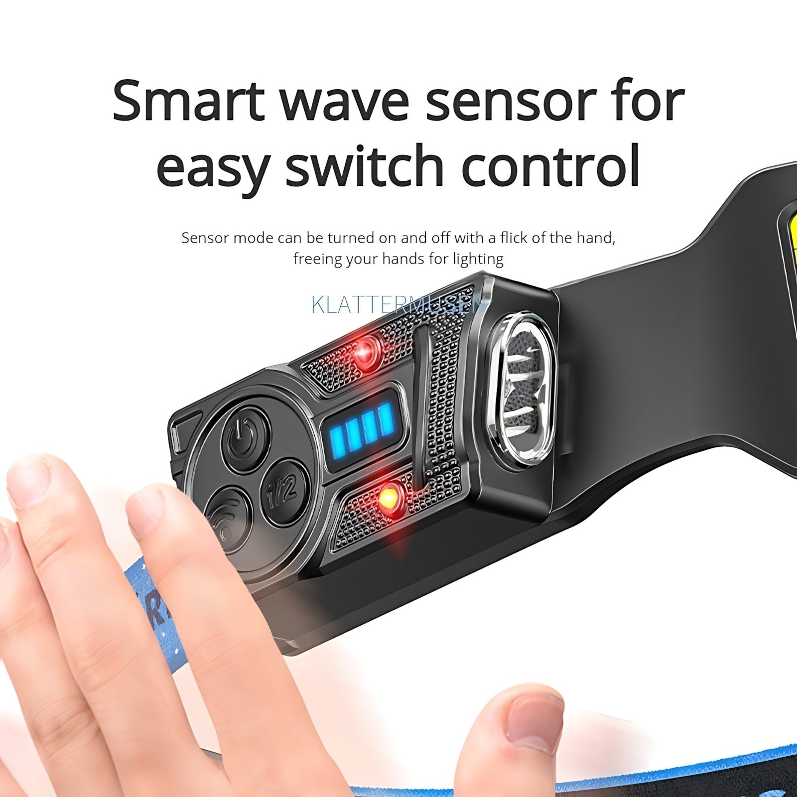 Wave Sensor Headlamp 2400mAh USB Charging Head Light 6 Modes with 315° Rotatable Side Lights For Fishing Outdoor Riding Camping