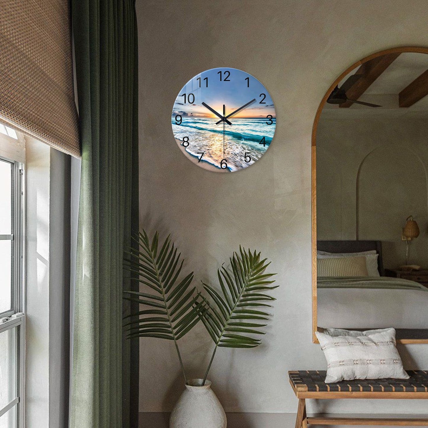 Modern Fashion Marble Texture Pattern 4mm Thickeneded Tempered Glass Wall Clock Living Room Bedroom Kitchen Home Decoration Wall Clock Silent Quartz Clock Holiday Gift 12 Inches 14 Inches 16inch (Without Battery)