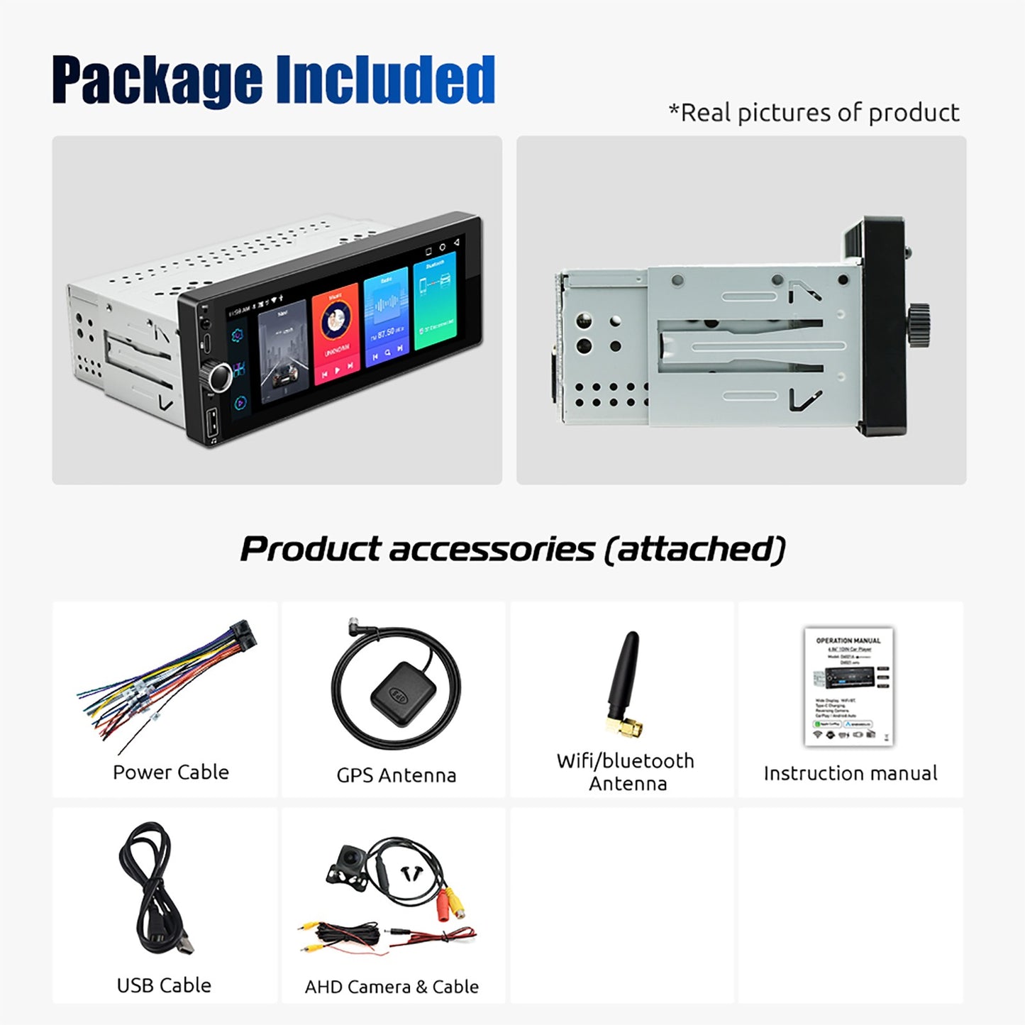 ESSGOO 6.86 Inch Universal Car Radio Carplay Android Auto Car Multimedia Player Autoradio HD Touch Screen FM Bluetooth