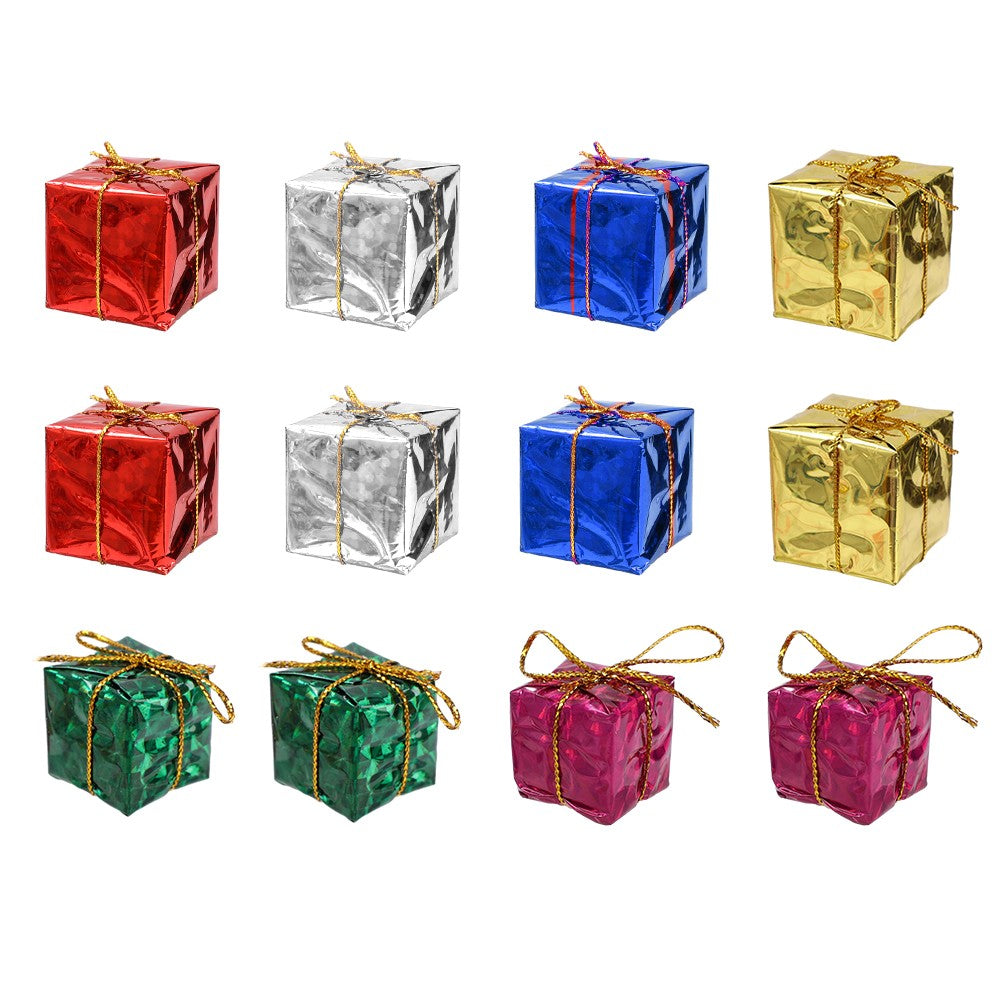 12/240x Christmas Foam Gifts Boxes Xmas Tree Hanging Pendants Colorful Candy Boxes Home Festival Party DIY Decoration Supplies