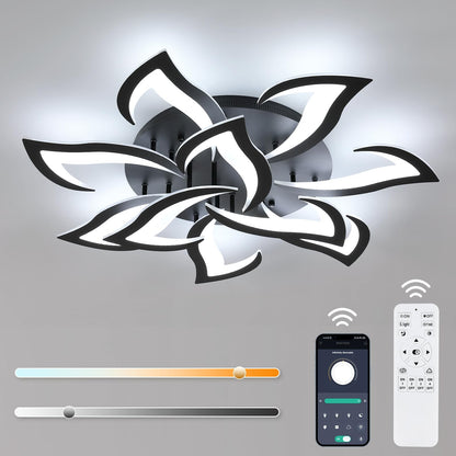 Flower Shape LED Ceiling Light, Dimmable 3000K-6500K APP for Living Room Bedroom Kitchen Modern Acrylic Chandelier Energy Saving
