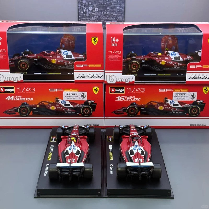 Novo Estoque Bburago 2025 F1 1:43 Sf-25 Leclerc Hamilton Rb21 Verstappen Mcl39 W16 Versão Capacete Modelo Miniatura de Liga Brinquedos Personalizados