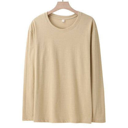 Long Sleeves T-Shirts Men 100% Cotton Tee Tops Male Autumn Basic Plain Color Tshirts Women Normal Fit Size M-5XL Under Wear Man