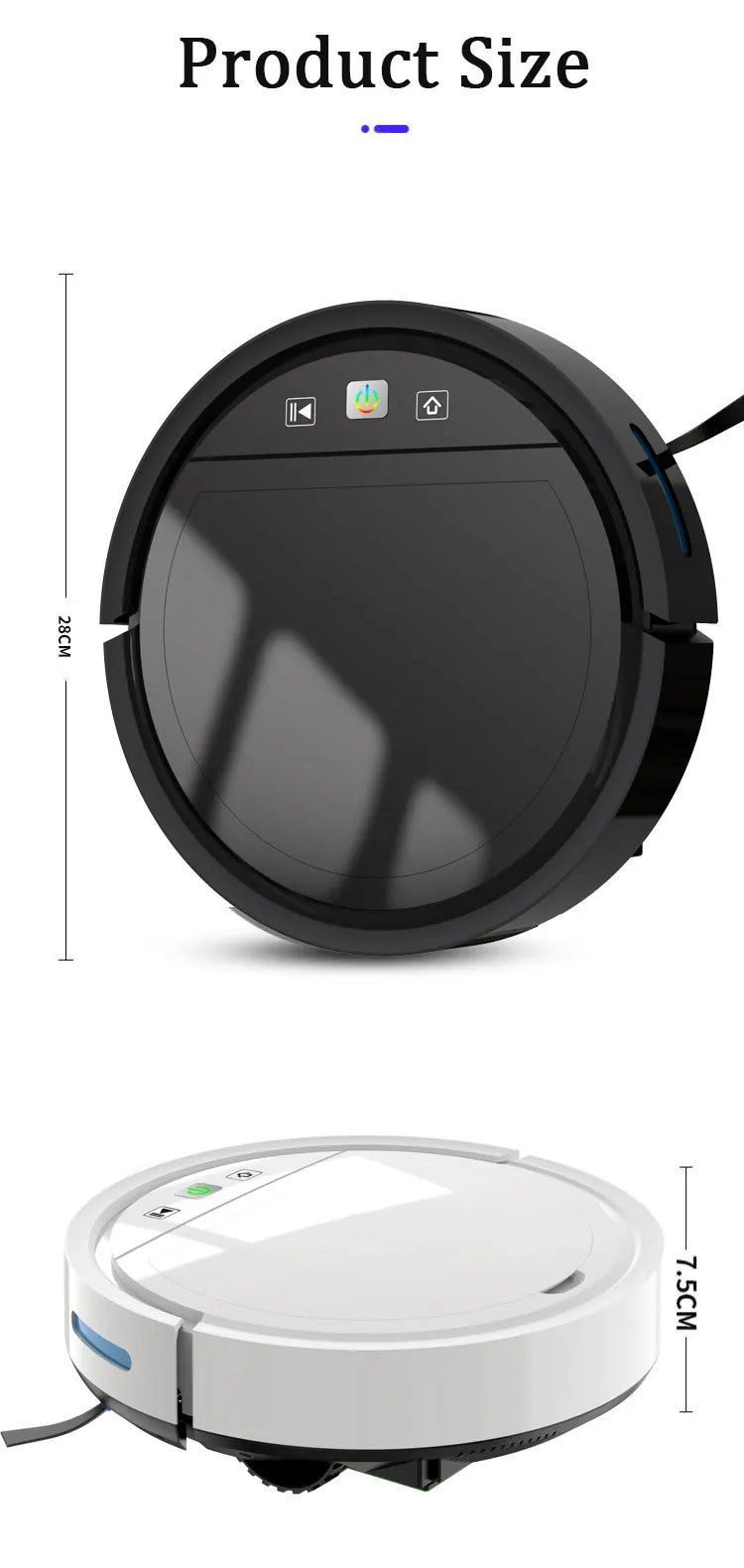 Robô Aspirador de Pó 2500PA Smart Controle Remoto Sem Fio Recarga Automática Aparelho de Limpeza Varredura de Chão Aspirador de Pó Para Casa