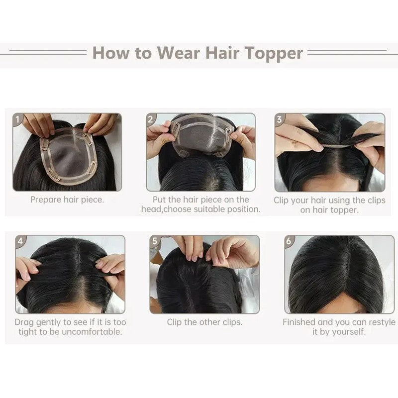 Aplique Capilar Feminino Sintético com Franja - Extensão de Cabelo Fina e Respirável Loira, Topper Capilar para Mulheres, Peruca de Cabelo Falso