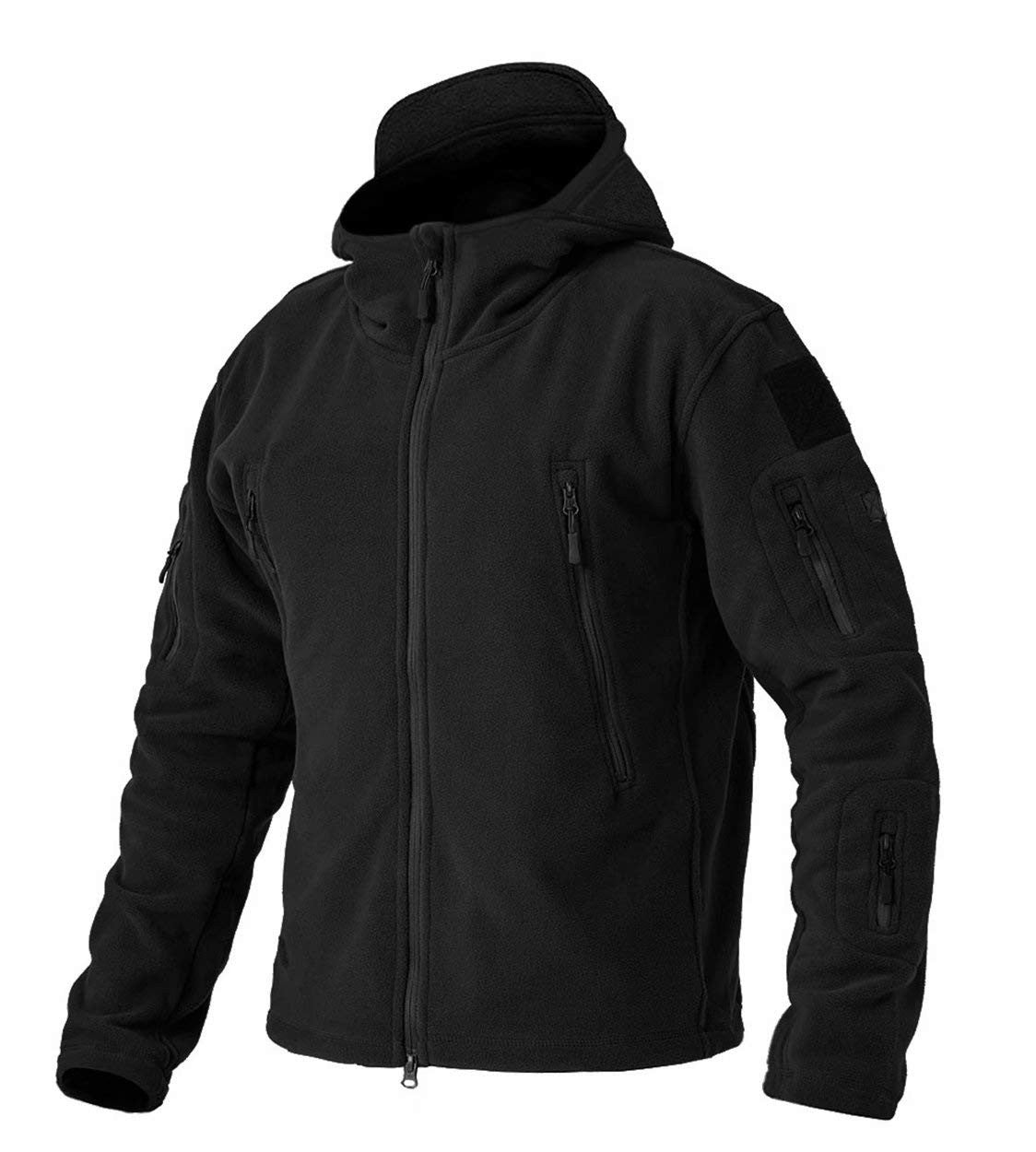 TACVASEN Winter Hooded Coats Mens Fleece Jackets Full Zip Up Multi-Pockets Fishing Hiking Climbing Outerwear Causal Parka Tops