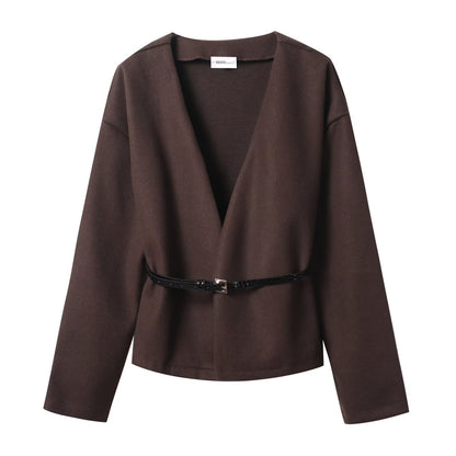Women's Outerwear 2024 New Fashion With Belt Soft Top Elegant Chic Autumn/Winter Coat