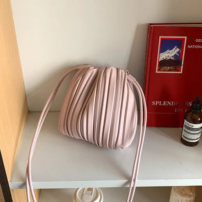 Summer Fashion New Crossbody Bag Women's PU Single Shoulder Mini Bag Luxury Versatile Pleated Casual Small Square Bag Handbags