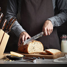 Knife Set with block, 9PC High Carbon Stainless Steel Knife Set with Pakka Wood Handle and Beech Wood Block
