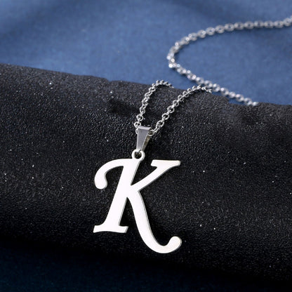 Colar de Letras de Moda A-Z para Mulheres Homens Aço Inoxidável de Alta Qualidade Colar Alfabeto Inglês A B C D E F G H I J K L M N O P Q R S T U V W X Y Z