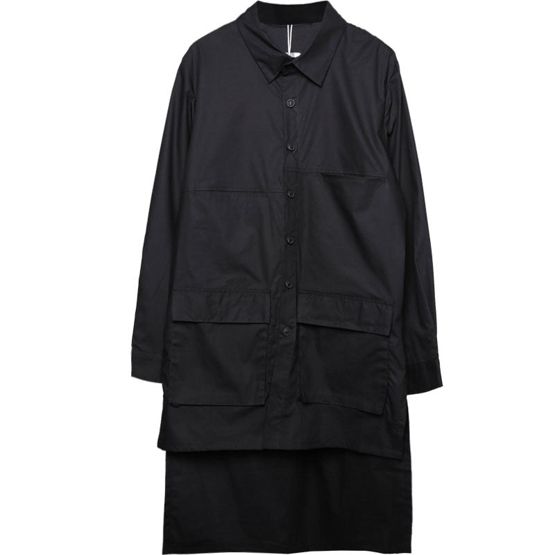 2023 Back Print Punk Hip Hop Techwear Long Sleeve Shirts For Men Harajuku Street Casual Cargo Shirt Long Jacket