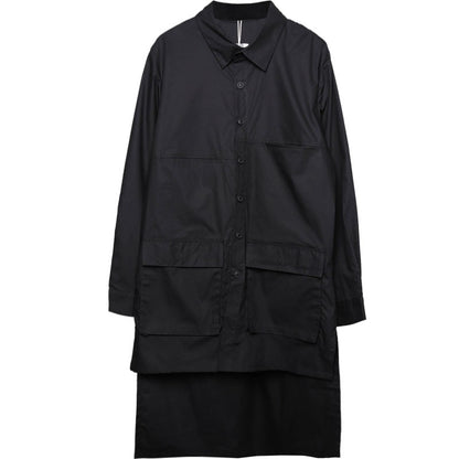 2023 Back Print Punk Hip Hop Techwear Long Sleeve Shirts For Men Harajuku Street Casual Cargo Shirt Long Jacket