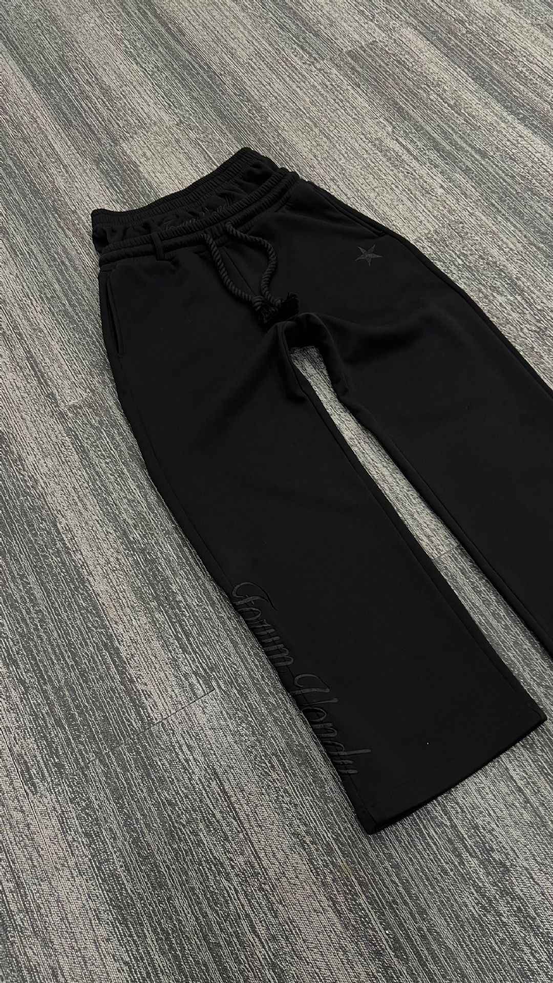 Harajuku Loose Double Waisted Sweatpants Y2K American Solid Color Letter Embroidery Casual Pants Hip Hop Drawstring Waist Jogger