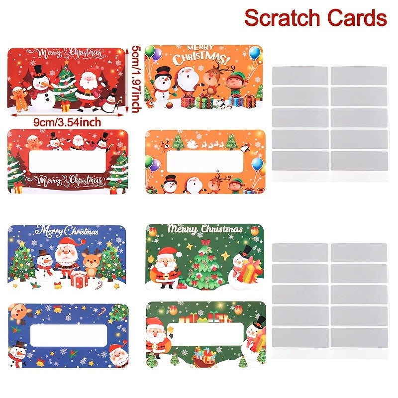 20/40pcs Christmas Scratch Off Cards Santa Claus Print Double-Sided DIY Blank Writable Gift Vouchers for Party Favors Xmas Decor