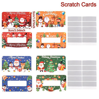 20/40pcs Christmas Scratch Off Cards Santa Claus Print Double-Sided DIY Blank Writable Gift Vouchers for Party Favors Xmas Decor