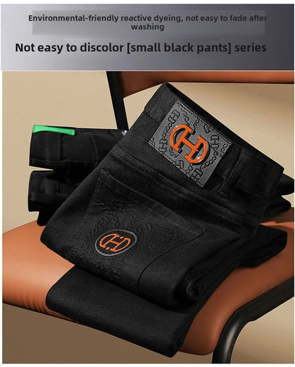 BlackJeans2024 Nova Coleção Outono/Inverno Marca da Moda Casual Slim Fit Elástica Estilo Europeu Calça Comprida Masculina Estampa Fashion