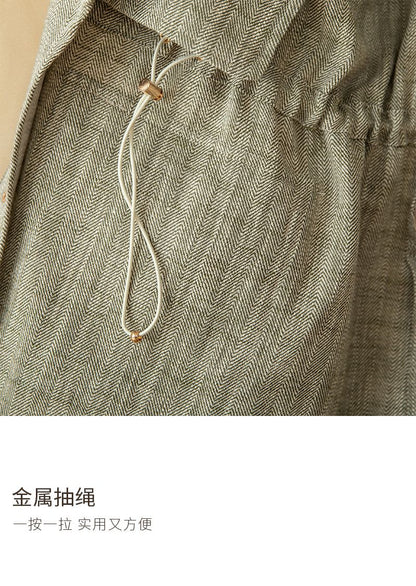 Cotton and Linen Vertical Collar Tight Waist M65 Hunting Jacket Retro All-match Spring and Summer Lightweight Casual Jacket