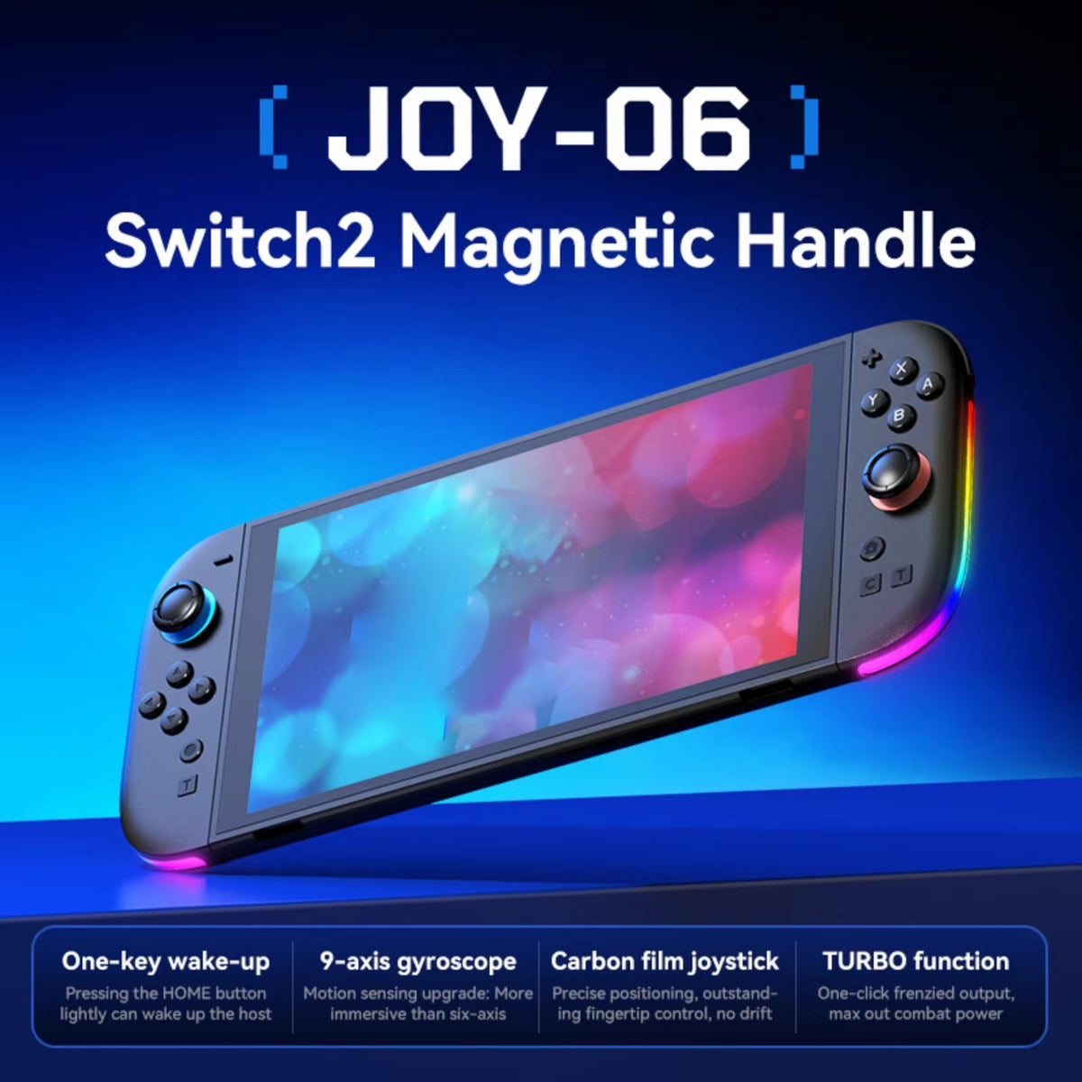 Wireless RGB Joy-Con Controller for Switch 2 Hall Effect Joystick 6-Axis Gyro Turbo Dual Vibration Gamepad Accessories