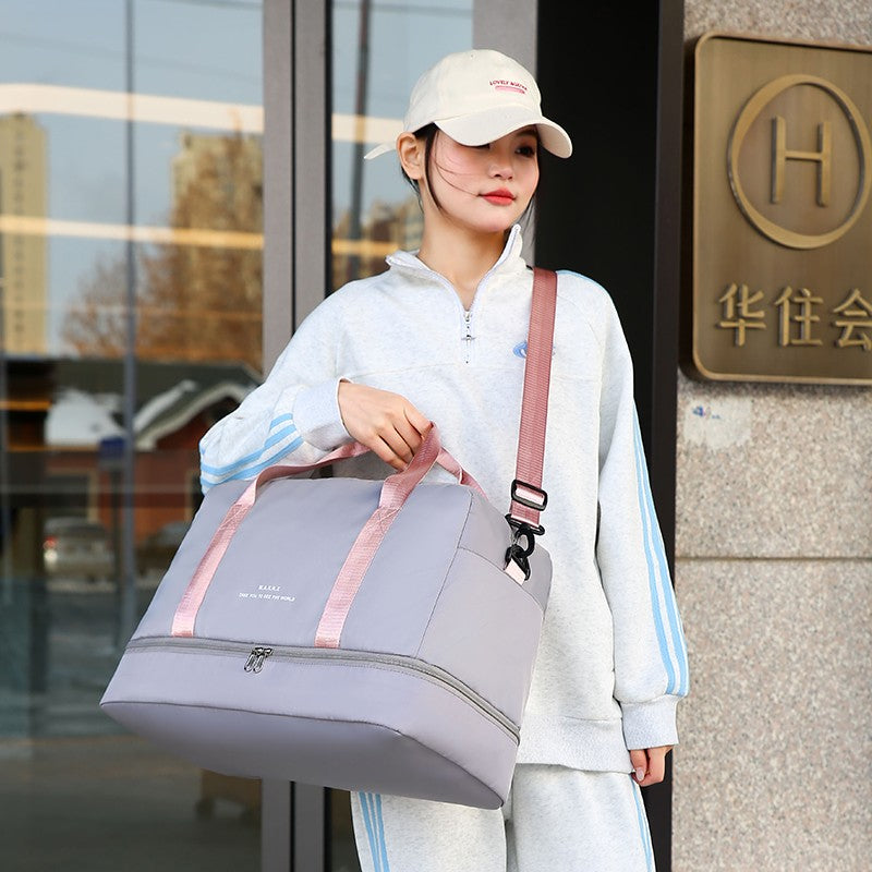 Large Capacity Travel Duffel Bag Oxford Gym Fitness Bag with Wet/Dry Zones & Shoes Compartment for Outdoor Trips Sport Bag