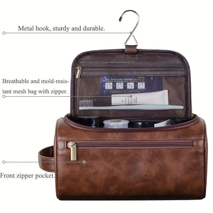 Custom Engraved Men's Multifunction Large Capacity Toiletry Bag - Sleek Faux Leather Perfect for Travel & Festival Birthday Gift