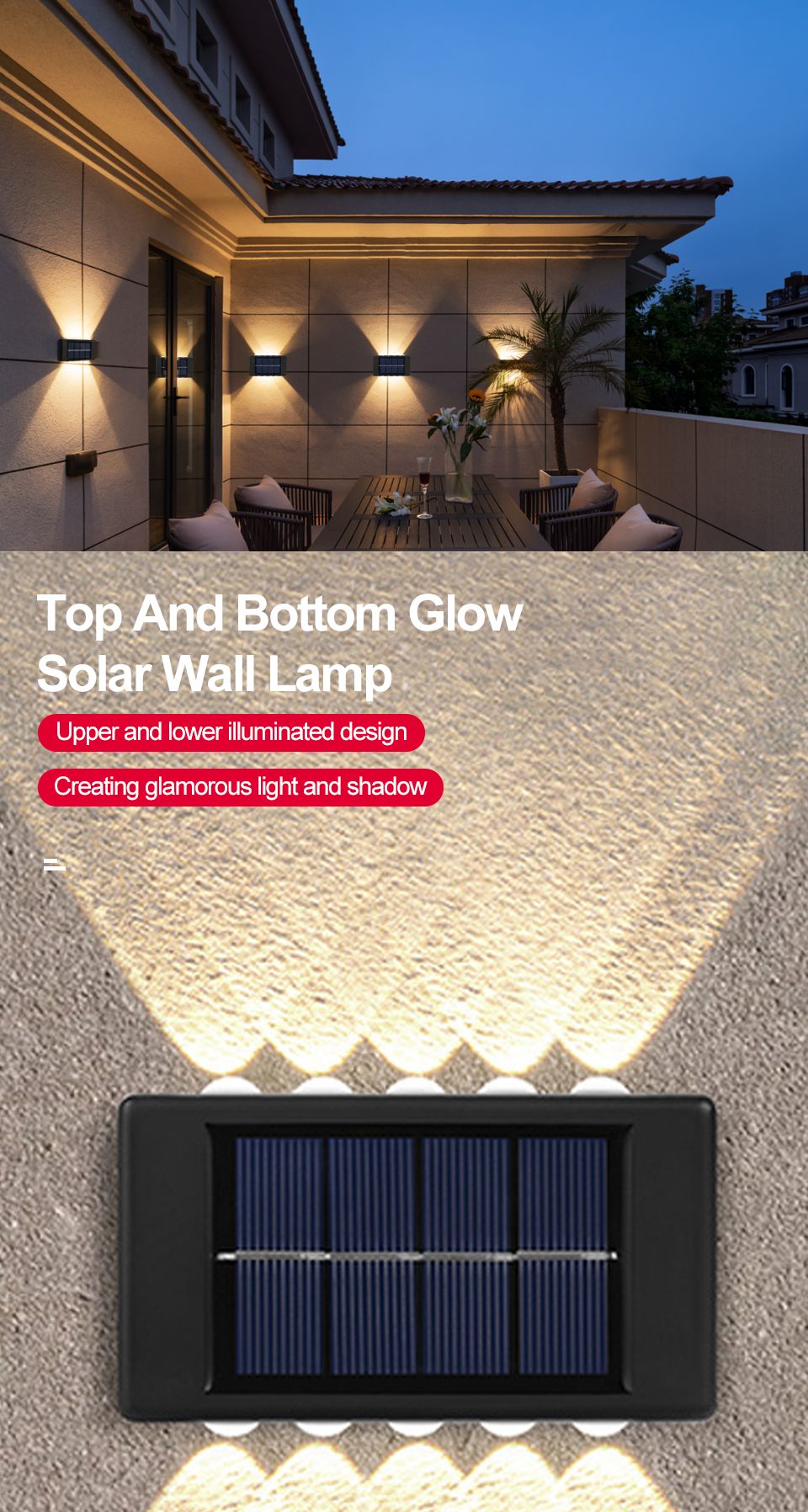 Solar Up And Down Double-headed High Brightness Wall Lights Garden Lights Door Sign Wall Lights Outdoor Waterproof Wall Washer