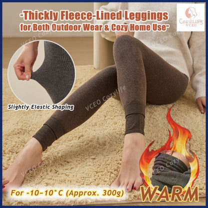 Warm fleece - padded leggings Warm thermal leggings Heavyweight 300g Fleece for Ultimate Warmth High - waisted warm leggings