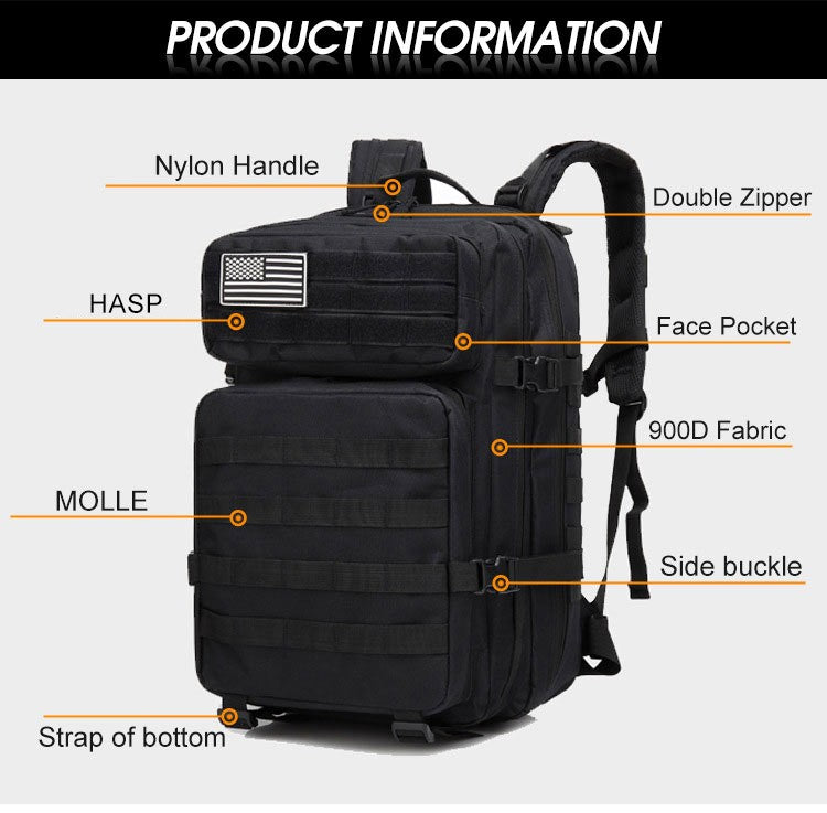 Mochila Tática Masculina 50L Viagem Grande Capacidade Masculina Impermeável Esportes ao Ar Livre Bolsas Multifuncionais