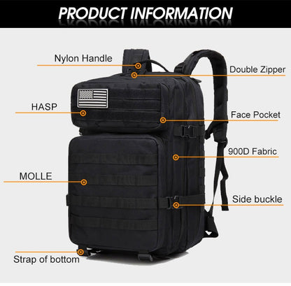 Mochila Tática Masculina 50L Viagem Grande Capacidade Masculina Impermeável Esportes ao Ar Livre Bolsas Multifuncionais