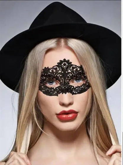 Sexy Women Black Lace Floral Eye Mask Masquerade Prom Face Mask Princess Queen Party Makeup Cosplay Nightclub Lace Mask Props
