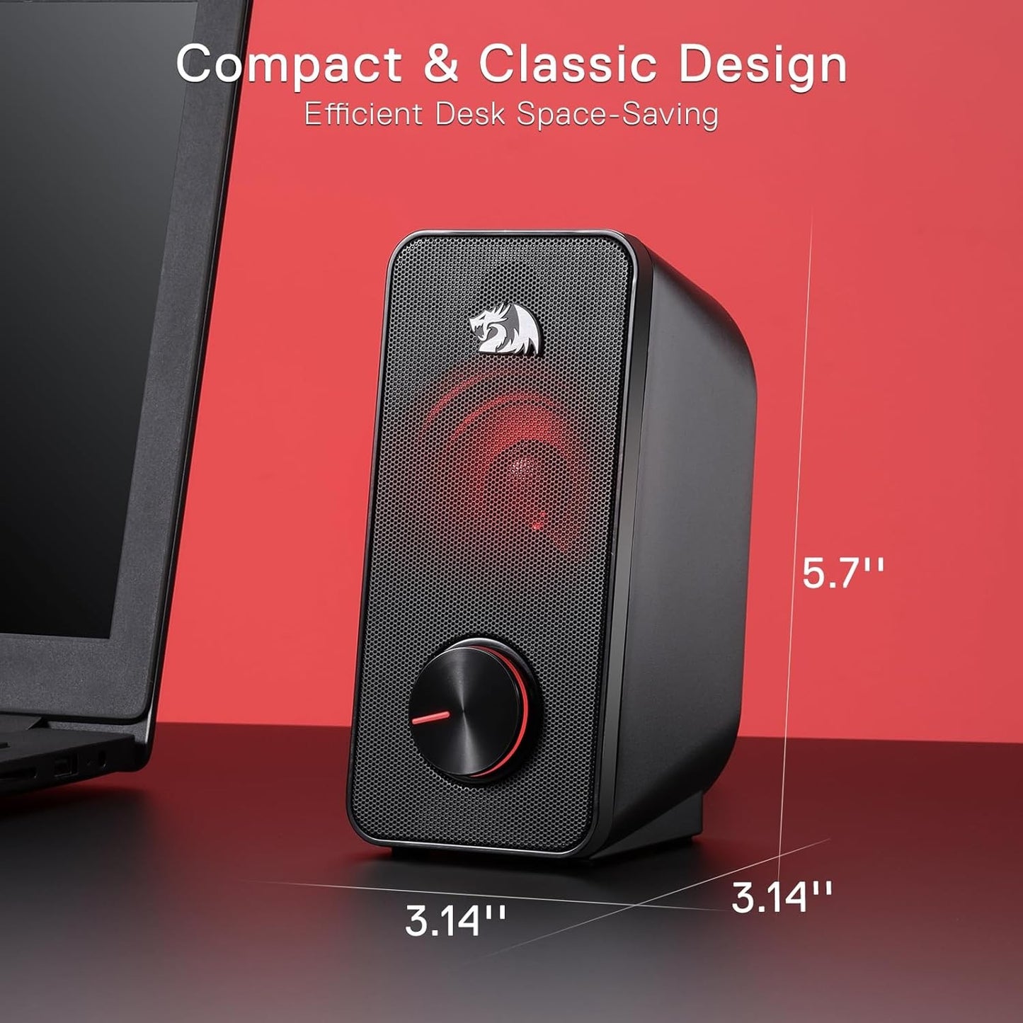 Caixa de Som Redragon GS500 Stentor USB para PC Gamer, Estéreo 2.0 Canais, com Iluminação