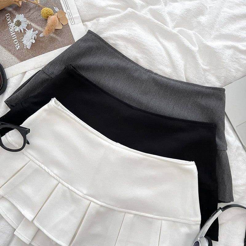 Low Waist Mini Skirt Y2K Black Low Rise Pleated Skort with Bulit-in Shorts Micro Miniskirt Women Teenage Girls Sweet Outfit