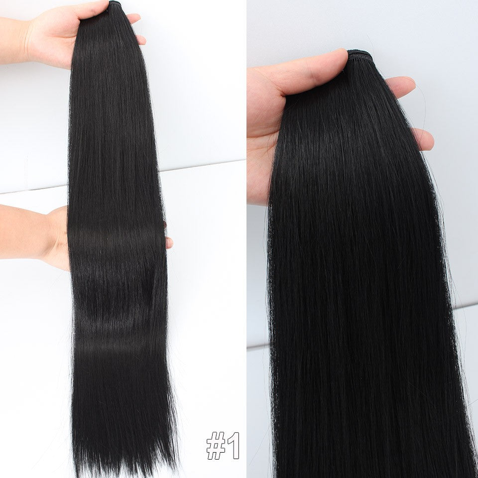 Cabelo Sintético Russo Liso de 65cm 200g, Extensões de Cabelo de Fibra com Bio Proteína Resistente ao Calor, Rabo de Cavalo para Cosplay