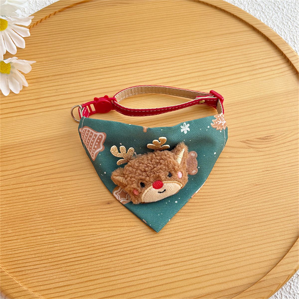 Coleira triangular de Natal para pets, coleira de gato fofa, acessórios de Natal para gatos, coleira de cachorro, alce vermelho
