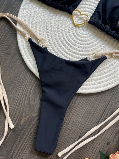 Para Praia 6 Colors Solid Brazilian Bikini Micro Swimwear T-back Swimsuit Women Sexy Biquini 2025 Thong Bikini Set Bathing Suit