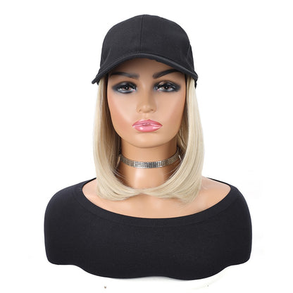 Boné de Beisebol com Extensões de Cabelo Sintético, Resistente ao Calor, 25 cm, Peruca Curta Lisa Ajustável Estilo Bob em Boné para Uso Diário Feminino