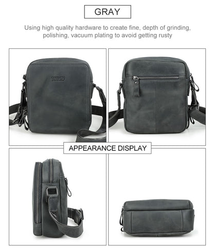 CONTACT'S Genuine Leather Men's Messenger Bag Vintage Sling Shoulder Bags for 7.9" iPad Mini High Quality Male Crossbody Bag Men