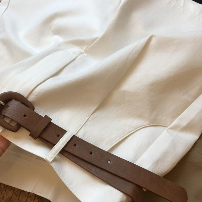 [Delivery belt] Summer new wide leg shorts Thin cotton A-frame shorts Office ladies classic loose casual zipper shorts for women