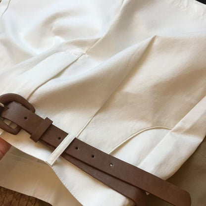 [Delivery belt] Summer new wide leg shorts Thin cotton A-frame shorts Office ladies classic loose casual zipper shorts for women