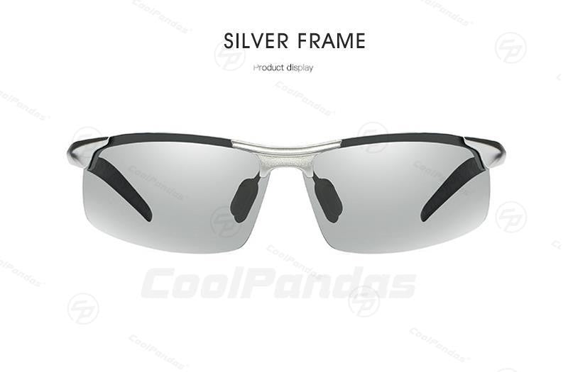 CoolPandas Óculos de Sol Fotocromáticos Masculinos Polarizados Sem Aro para Esportes ao Ar Livre Óculos de Condução Dia Noite Camaleão Óculos Masculinos