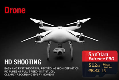 Cartão Micro SD TF Original 128GB 256GB Classe 10 Cartão de Memória de Alta Velocidade U3 4K 512GB Cartão Flash TF 1TB para Smartphone Câmera Drone
