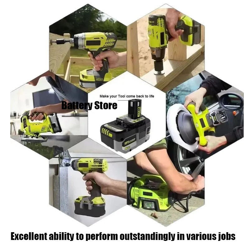 Para bateria de lítio de alta performance RYOBI 18V sem efeito memória e baixa autodescarga para todas as ferramentas P104, P107