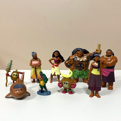 Lot 10pcs/Set  5-8CM Disney Moana Princess Moana Cheif Tui Maui Grandma Tala Pua Pig Rooster Kakamora Action Figures Decoration